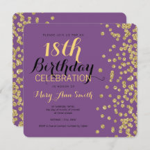 décimo octavo Púrpura del confeti del purpurina