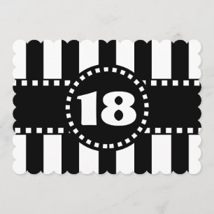 Invitación décimo octavo Rayas blancos y negros W18A de la