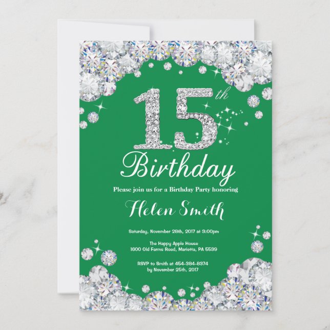 Invitación décimo quinto Diamante verde y de plata del (Anverso)