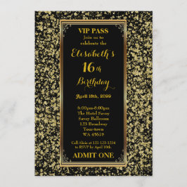 Invitación décimosexto, cumpleaños décimosexto, oro del