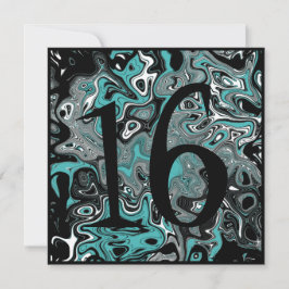 Invitación Décimosexto cumpleaños del Grunge verde azulado y