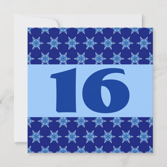 Invitación décimosexto Estrellas azules festivas W873 de la (Anverso)
