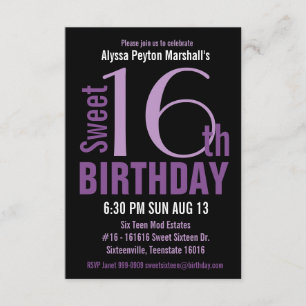 Invitación Décimosexto fiesta del dulce moderno negro y