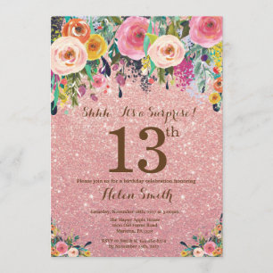 Invitación Décimotercero cumpleaños del oro de la sorpresa