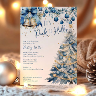 Invitación Deck Halls Blue Navidades Bridal Shower