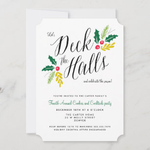 Invitación Deck the Halls Festive Holiday Party Invitation