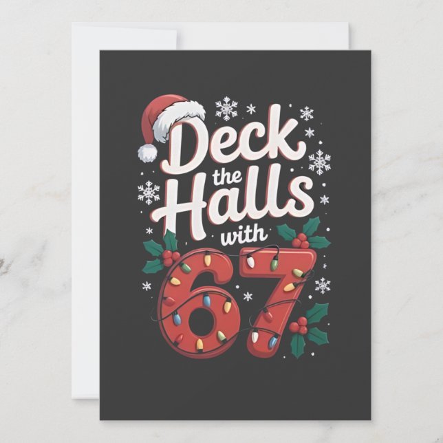 Invitación Deck the Halls With 6 7 Funny Christmas Six Seven  (Anverso)