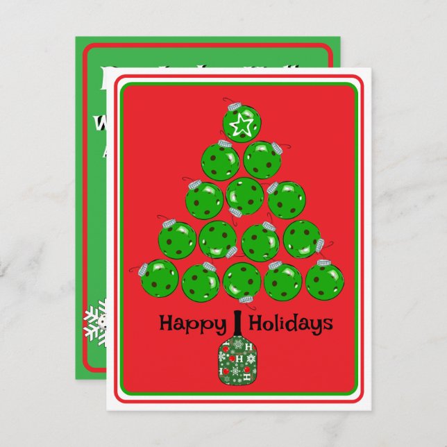 Invitación Deck the Halls with Pickleballs Christmas Party (Anverso / Reverso)