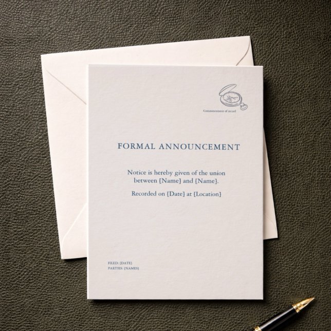 Invitación Declaración de Boda Civil | Declaración de Boda No (Civil Ceremony Announcement Card )