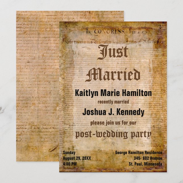 Invitación Declaración de EE.UU. sobre el pergamino asombroso (Anverso / Reverso)