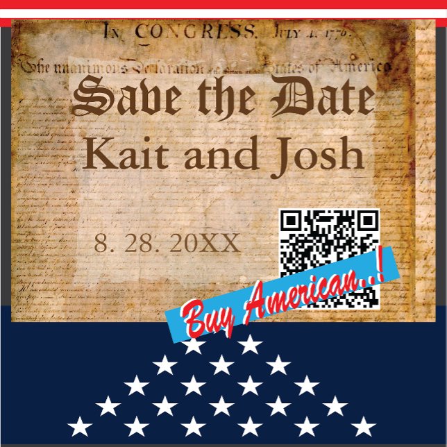 Invitación Declaración de Independencia 📜 1776 (Honor American history with this stunning Declaration of Independence Wedding save the date!)