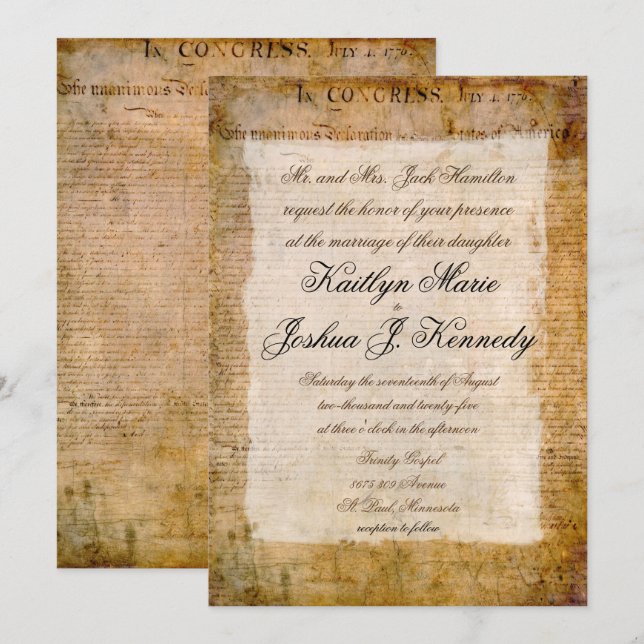 Invitación Declaración de independencia 📜 pergamino de los E (Anverso / Reverso)