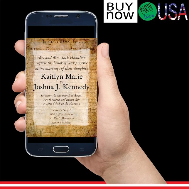 Invitación Declaración de Independencia 📜 USA Vintage (Authentic parchment-style design)