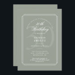 Invitación Deco clásico | Sabio y Blanco 30 cumpleaños<br><div class="desc">Elegantes líneas geométricas enmarcan tu información personalizada de 30 años en tipografía clásica en esta invitación de cumpleaños de moda. Puede personalizar el fondo en la parte delantera y trasera para que coincida con su color favorito. Diseñado por Thisisnotme©</div>