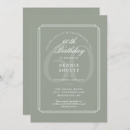 Invitación Deco clásico | Sage y White 60 cumpleaños