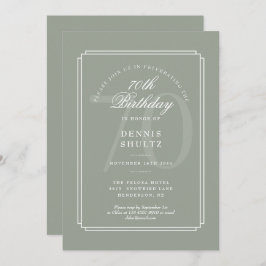 Invitación Deco clásico | Sage y White 70 cumpleaños