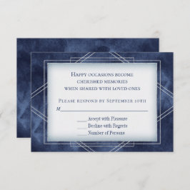 Invitación Deco de arte azul geométrico | Respuesta de cuadro