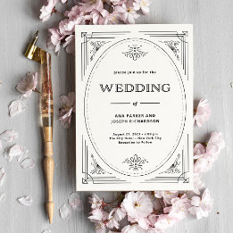 Invitación Deco moderno | Elegante Boda blanco y negro