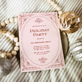 Invitación Deco moderno | Elegante fiesta de vacaciones rosad