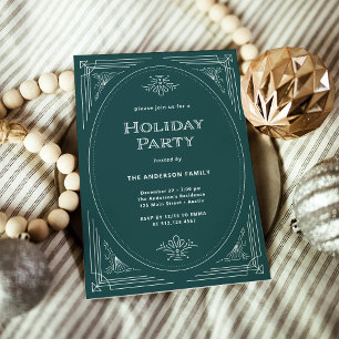 Invitación Deco moderno   Elegante fiesta de vacaciones verde
