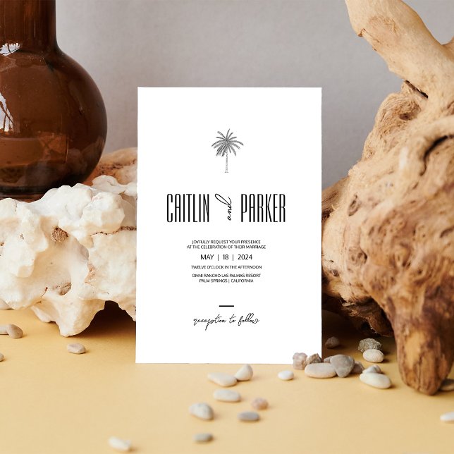 Invitación Deco Palm ・ Moda Minimalista Boho ・ Destino (Deco Palm against driftwood • Minimalist Boho Chic • Destination Invitation. )