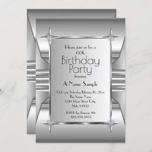 Invitación Deco Silver Chrome imagen Metalizado Fiesta de cum