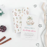 Invitación Decoler las palmas | Navidades tropicales divertid<br><div class="desc">Trae la calidez de los trópicos a sus celebraciones de vacaciones con nuestro Deck the Palms | ¡Divertidos Navidades tropicales invitan a Luau! Esta invitación festiva incluye una encantadora escena de Navidades tropicales, con Santa en una camiseta hawaiana, palmeras adornadas con adornos y un reno a la playa. Perfecto para...</div>