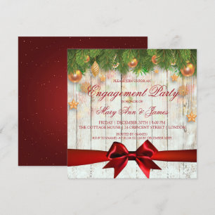 Invitación Decor dorado y cinta roja del partido de compromis