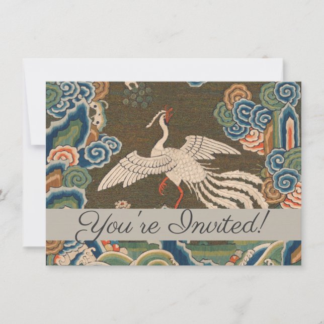 Invitación Decoración antigua china de aves (Anverso)