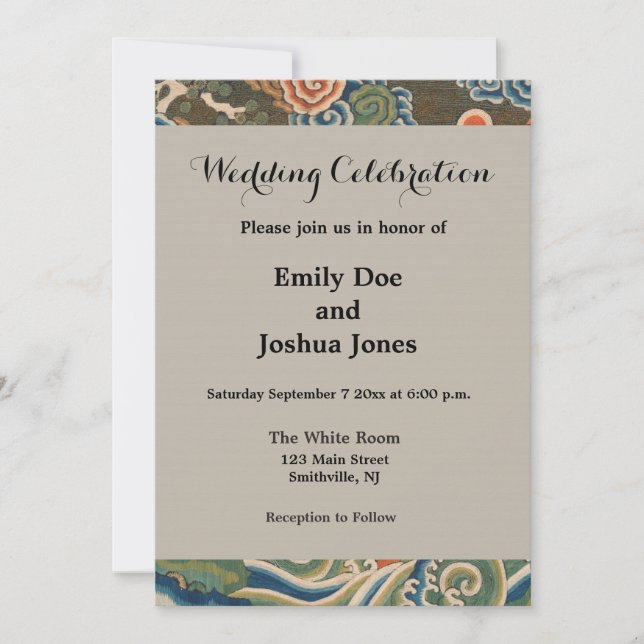 Invitación Decoración antigua china de aves (Anverso)