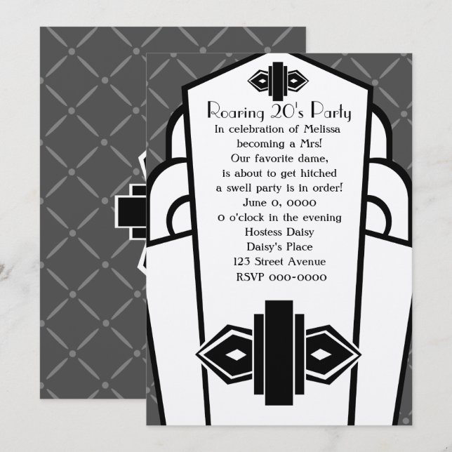 Invitación Decoración Art Decó (Anverso / Reverso)