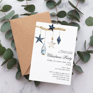 Invitación Decoración azul nórdica simple empresa Navidades F