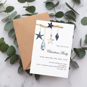Invitación Decoración azul nórdica simple Navidad Fiesta