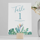 Invitación Decoración Boda de tema tropical<br><div class="desc">Lleve su boda tropical con este vibrante diseño de números de mesa boda, parte de la suite Tropical Watercolor Florals de Do Tell A Belle. Con un exuberante spray de vegetación, pájaro del paraíso y hojas de palma, este diseño combina con gusto la elegancia floral y del jardín, perfecto para...</div>