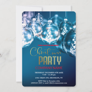 Invitación Decoración corporativa vintage de Navidad azul mod