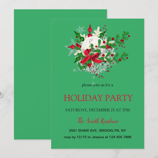 Invitación Decoración de Año Nuevo, Navidades estrella Invita (Anverso / Reverso)