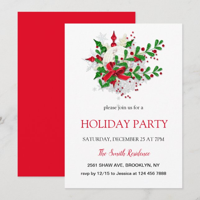 Invitación Decoración de Año Nuevo, Navidades estrella Invita (Anverso / Reverso)