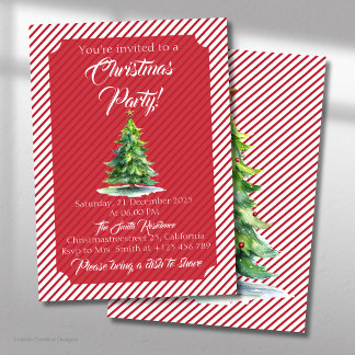 Invitación Decoración de árbol de Navidad y adornos
