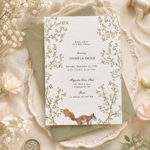 Invitación Decoración de Baby Shower de Ardilla Bosque Rústic