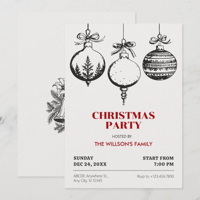 Invitación decoración de baloncesto de navidades (Anverso / Reverso)