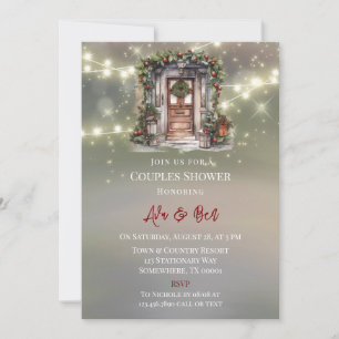 Invitación Decoración de Berry Rojo Verde Puerta Ducha Pareja