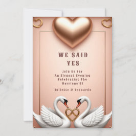 Invitación 🌸 Decoración de Boda Cisne en Oro Rosa 💍
