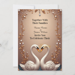 Invitación 🌷 Decoración de boda en rosa oro de cisnes 💐