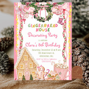 Invitación Decoración de Casa de Jengibre Rosa y Divertida