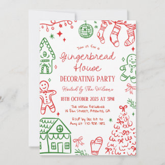 Invitación Decoración de Casa de Pan de Jengibre Fiesta de Na