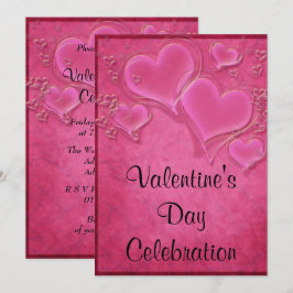 Invitación Decoración de Corazones Románticos Fiesta de San V