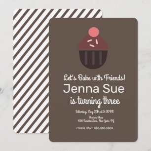 Invitación Decoración de Cumpleaños con Cupcakes Minimalistas
