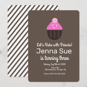 Invitación Decoración de Cumpleaños con Cupcakes Minimalistas