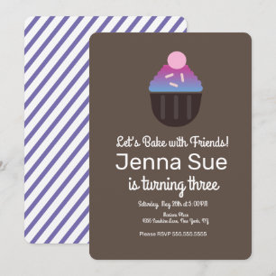 Invitación Decoración de Cumpleaños de Cupcake con Sprinkles 