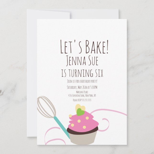 Invitación Decoración de Cupcakes de Cumpleaños con Purpurina (Anverso)